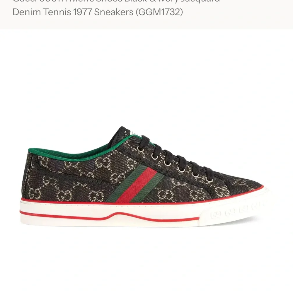 Gucci Men's Black and Red Stripe Sneakers - Picture 3 of 10